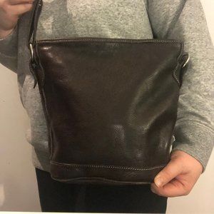 Dark brown leather Roots bag